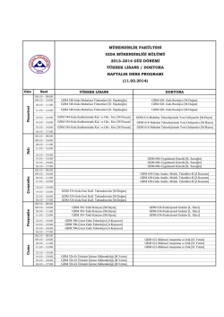 m&uuml;hendislik fak&uuml;ltesi gıda m&uuml;hendisliği b&ouml;l&uuml;m&uuml; 2013&ndash;2014 g&uuml;z
