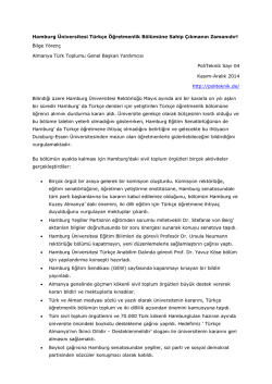 Hamburg &Uuml;niversitesi T&uuml;rkce &Ouml;gretmenlik B&ouml;l&uuml;m&uuml;.Y&ouml;renc