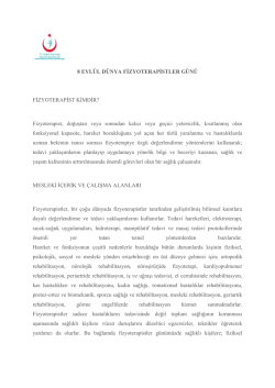 8 EYLÜL DÜNYA FİZYOTERAPİSTLER GÜNÜ FİZYOTERAPİST