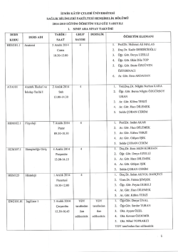 DERS TARİH/ GRUP DERSLİK _, _ _ T