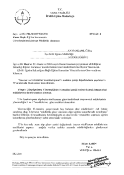 Başka Eğitim Kurumunda G&ouml;revlendirilmek İsteyen M&uuml;d&uuml;rl&uuml;k