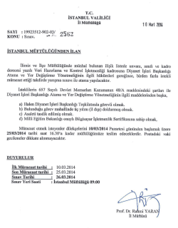 (VHKİ.) M&uuml;nhal Kadro Sınav İlanı
