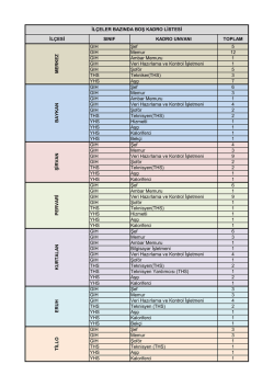 İL&Ccedil;ESİ SINIF KADRO UNVANI TOPLAM GIH Şef 5 GIH Memur 12