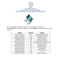 20-21 Kasım Futbol K&uuml;&ccedil;&uuml;l Sonu&ccedil;ları - Eğitim Ortak Hizmetler Dairesi