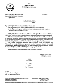 2015 Yılı Mahalli Hizmet İçi Eğitim Planı