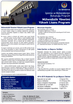 M&uuml;hendislik Y&ouml;netimi Y&uuml;ksek Lisans Programı