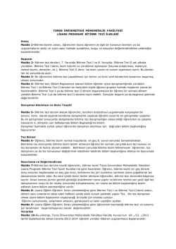 Toros &Uuml;niversitesi M&uuml;hendislik Fak&uuml;ltesi Lisans Programı Bitirme