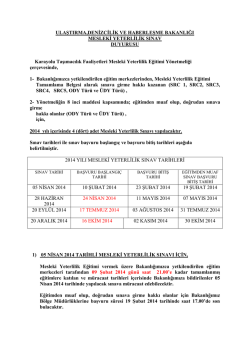 2014 yılı Mesleki Yeterlilik Sınavı(SRC5 dahil)