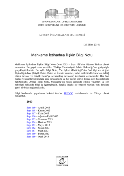 Mahkeme İ&ccedil;tihadına İlişkin Bilgi Notu