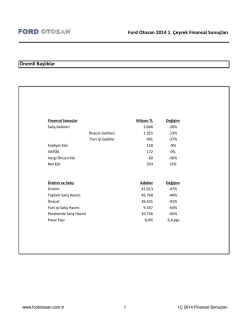 31.03.2014 Finansal Sonu&ccedil; Duyurusu