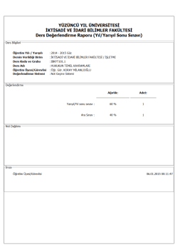 YÜZÜNCÜ YIL ÜNİVERSİTESİ İKTİSADİ VE İDARİ BİLİMLER