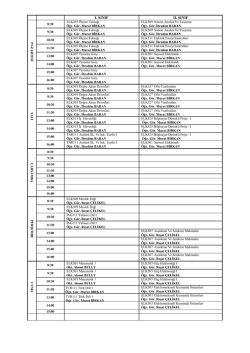 2014-2015 g&uuml;z yarıyılı ders programı