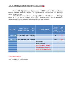 A.H. 52. YERLEŞTİRME HAKKINDA EK DUYURU Türkiye Halk