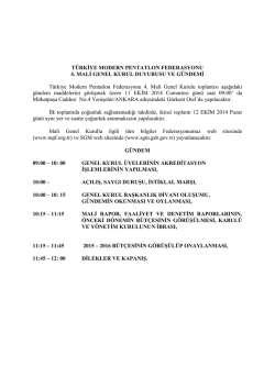 Mali Genel Kurul Duyurusu ve G&uuml;ndem