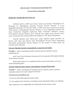 BİTLİS EREN &Uuml;NİVERSİTESİ REKT&Ouml;RL&Uuml;Ğ&Uuml;