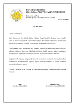 Edit&ouml;rden - Dicle &Uuml;niversitesi Ziya G&ouml;kalp Eğitim Fak&uuml;ltesi Dergisi