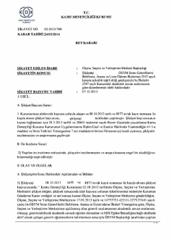 tc kamu denetçiliği kurumu karar tarihi:24/03/2014 ret kararı şikayet