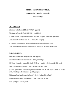 2014-2015 EĞİTİM-&Ouml;ĞRETİM YILI AKADEMİK TAKVİM TASLAĞI