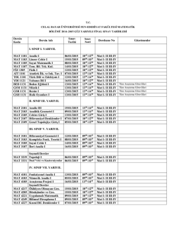 2014-2015 Eğitim &Ouml;ğretim Yılı G&uuml;z D&ouml;nemi Lisans Final ve