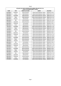 Sheet1 Page 1 TARİH G&Uuml;N N&Ouml;BET&Ccedil;İ ECZANE ADRES TELEFON