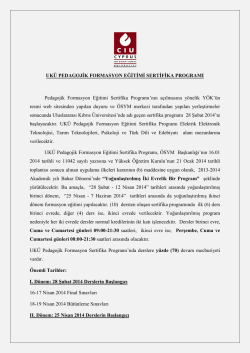 UK&Uuml; PEDAGOJĠK FORMASYON EĞĠTĠMĠ SERTĠFĠKA