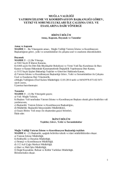 Muğla Valiliği Yatırım İzleme Ve Koordinasyon Başkanlığı G&ouml;rev