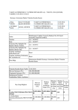 13 Mart 2014 Sermaye Artırımı Y&ouml;netim Kurulu Kararı