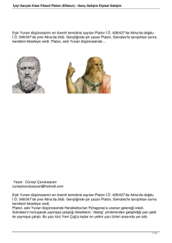 İyiyi Ger&ccedil;ek Kılan Filazof Platon (Eflatun)