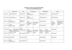 II. Sınıf Haftalık Ders Programı