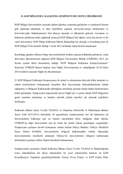 II. KOP B&Ouml;LGESEL KALKINMA SEMPOZYUMU SONU&Ccedil;