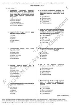 &Uuml;RETİM Y&Ouml;NETİMİ - Uzman Kariyer Yayınları