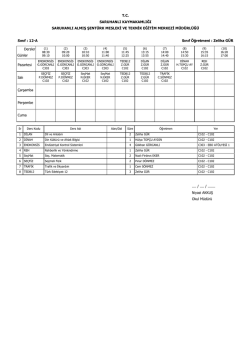 G&uuml;nler Dersler Sınıf : 12-A Sınıf &Ouml;ğretmeni : Zeliha G&Uuml;R Pazartesi