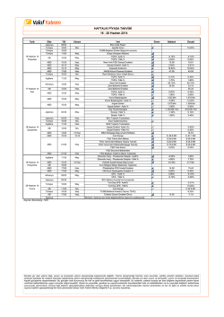 16 - 20 Haziran 2014 HAFTALIK PİYASA TAKVİMİ