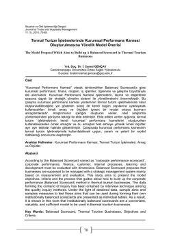 70 Termal Turizm İşletmelerinde Kurumsal Performans