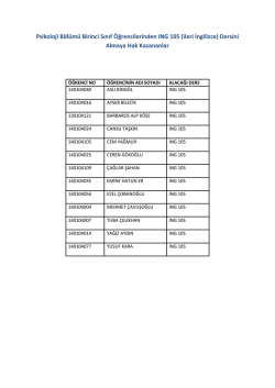 Psikoloji B&ouml;l&uuml;m&uuml; Birinci Sınıf &Ouml;ğrencilerinden ING 105 (ileri İngilizce