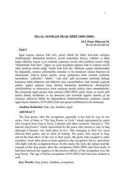 ALİ, Pınar H&uuml;seyin M-İŞGAL SONRASI IRAK ŞİİRİ (2003-2005)