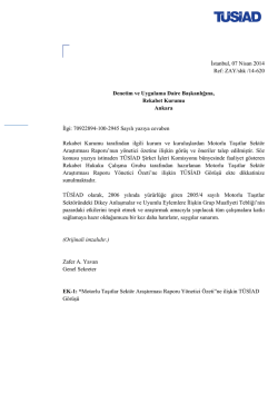 Motorlu Taşıtlar Araştırması Raporu Y&ouml;netici &Ouml;zetine ilişkin T&Uuml;SİAD