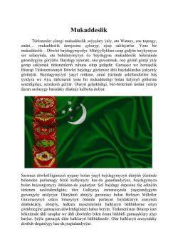 Türkmenistanly okyjylardan gelen makala - Mukaddeslik