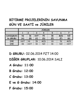 BİTİRME PROJELERİNİN SAVUNMA GÜN VE SAATİ ve JÜRİLER D