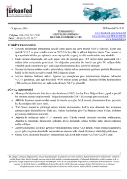 Haftalık Ekonomi Değerlendirme Raporu &ndash; 18.08.2014