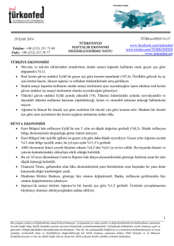Haftalık Ekonomi Değerlendirme Raporu &ndash; 01.10.2014