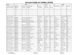 2014 Ekim Ayı Yemek Listesi