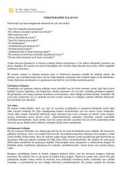 PSİKOTERAPİDE İLK SEANS - Dr. Psk. Yeşim T&Uuml;RK&Ouml;Z