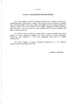 İLAN YALOVA vALİLİĞİNDEN BİLDİRİLMİŞTİR.