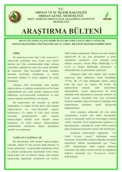 Adana İli Feke İlçesi Sedir Mantarı Toplayıcılarına Yönelik Sosyo