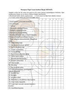 Menopoza &Ouml;zg&uuml; Yasam Kalitesi &Ouml;l&ccedil;eği (M&Ouml;YK&Ouml;) Aşağıda verilen
