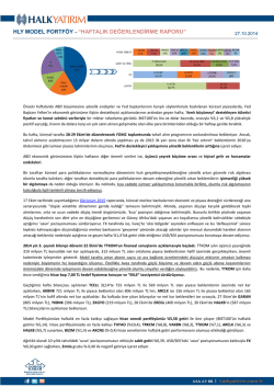 HLY MODEL PORTF&Ouml;Y &ndash; &ldquo;HAFTALIK