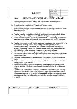 talimat haccp takip formu kullanım talimatı
