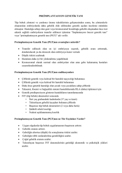 PREİMPLANTASYON GENETİK TANI Tüp bebek yöntemi ve
