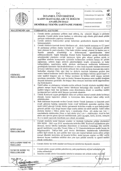 DEMİRBAŞ TEKNİK ŞARTNAME FORMU